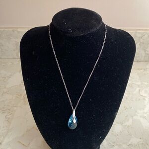 Necklace sterling silver CZ blue topaz